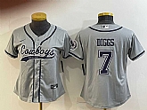 Women's Dallas Cowboys #7 Trevon Diggs Grey With Patch Cool Base Stitched Baseball Jersey,baseball caps,new era cap wholesale,wholesale hats